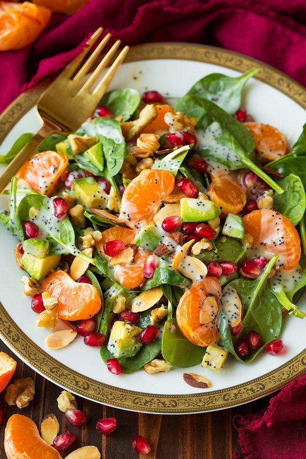 Festive Mandarin Pomegranate Spinach Salad for Holidays